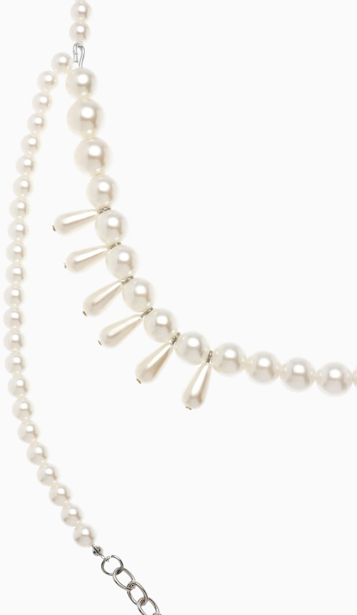 Бодичейн женская «Жемчужные капли», белый в серебре