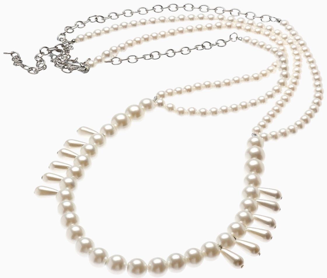 Бодичейн женская «Жемчужные капли», белый в серебре