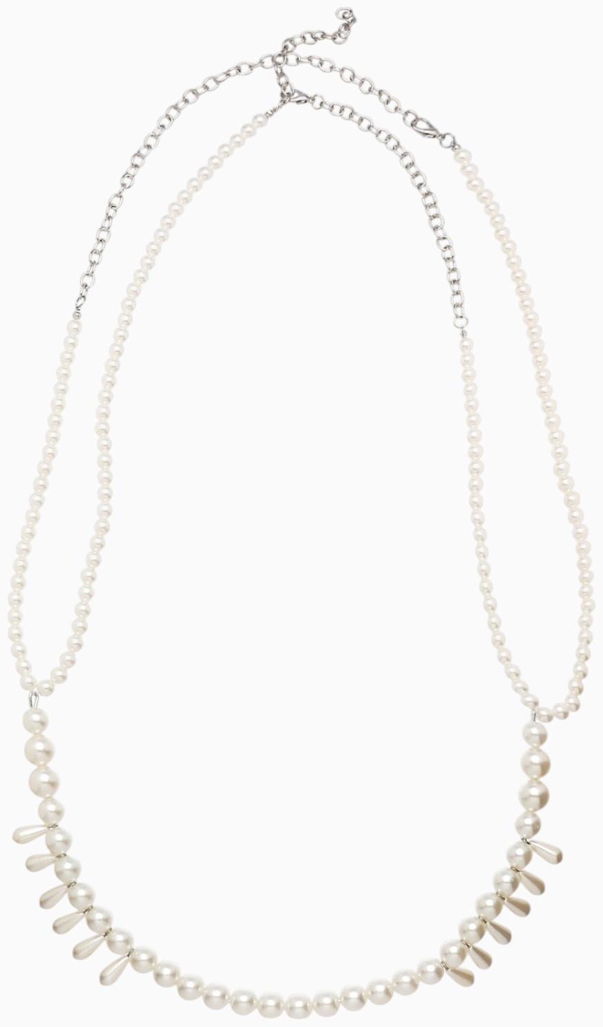 Бодичейн женская «Жемчужные капли», белый в серебре