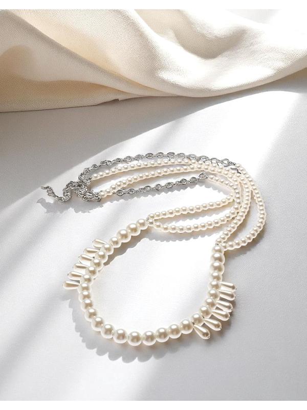 Бодичейн женская «Жемчужные капли», белый в серебре