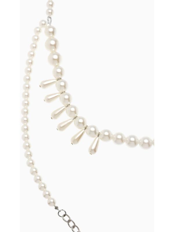 Бодичейн женская «Жемчужные капли», белый в серебре