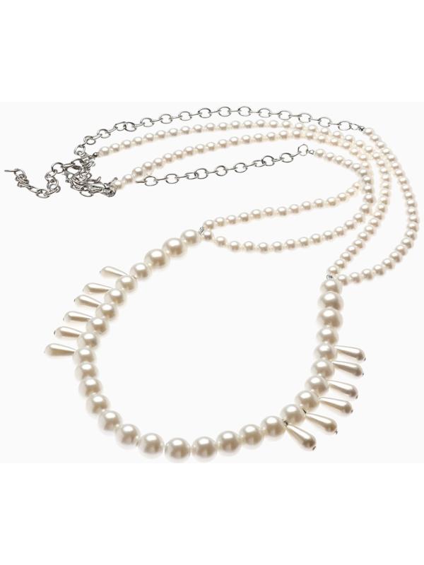 Бодичейн женская «Жемчужные капли», белый в серебре