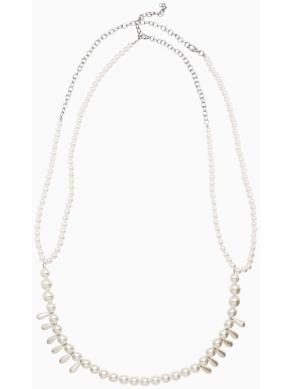 Бодичейн женская «Жемчужные капли», белый в серебре