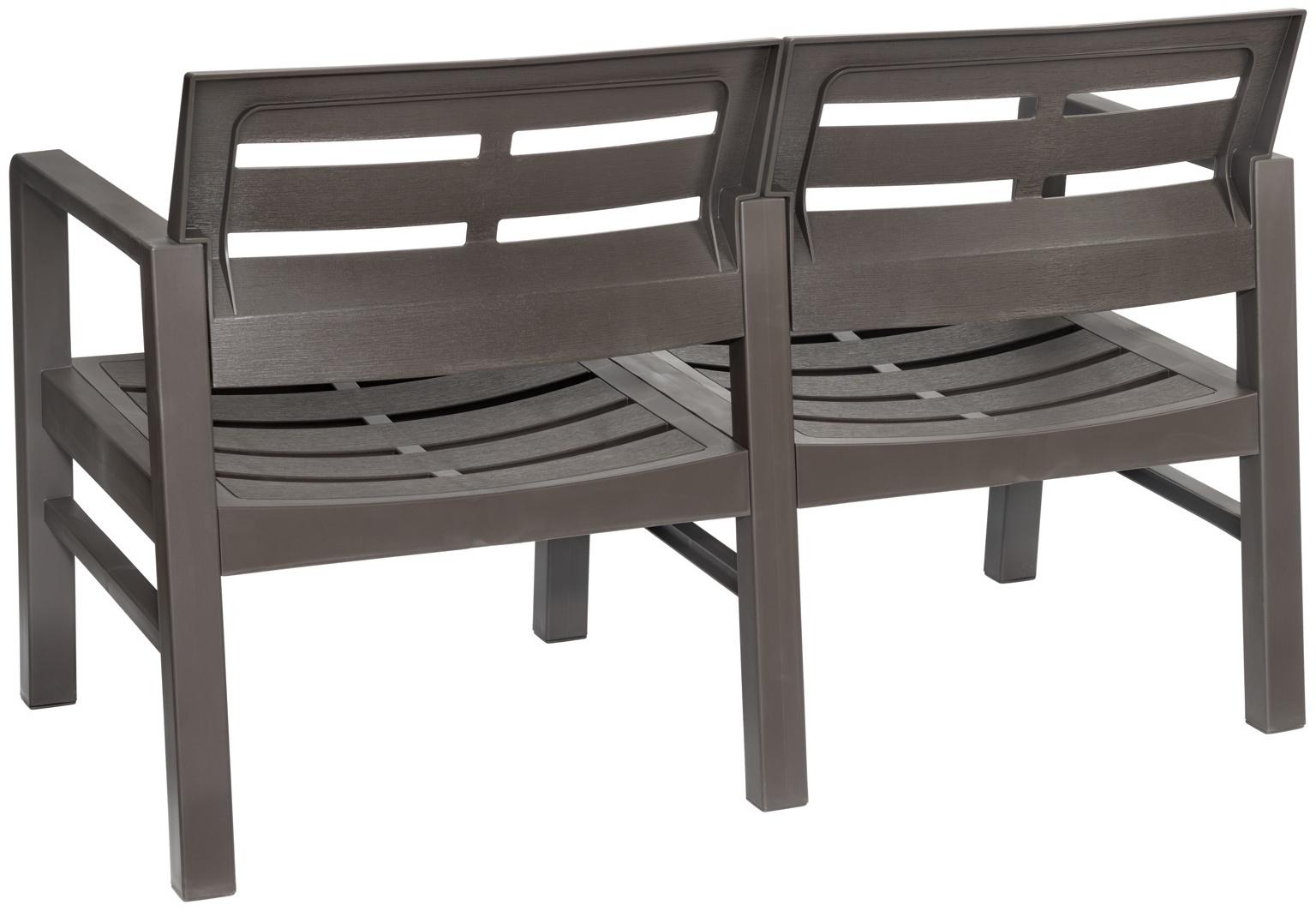 Диван садовый «Рейки», пластик, 58×120×75 см, двухместный, мокко