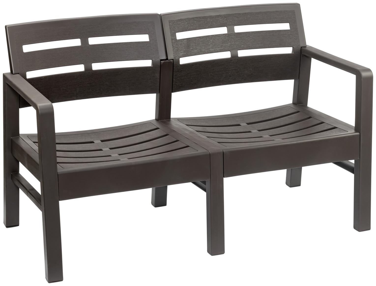 Диван садовый «Рейки», пластик, 58×120×75 см, двухместный, мокко