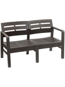 Диван садовый «Рейки», пластик, 58×120×75 см, двухместный, мокко