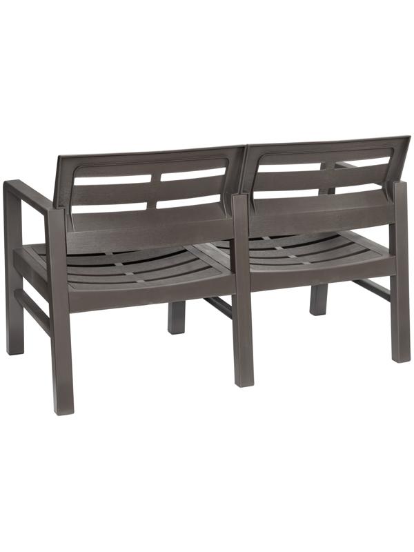 Диван садовый «Рейки», пластик, 58×120×75 см, двухместный, мокко