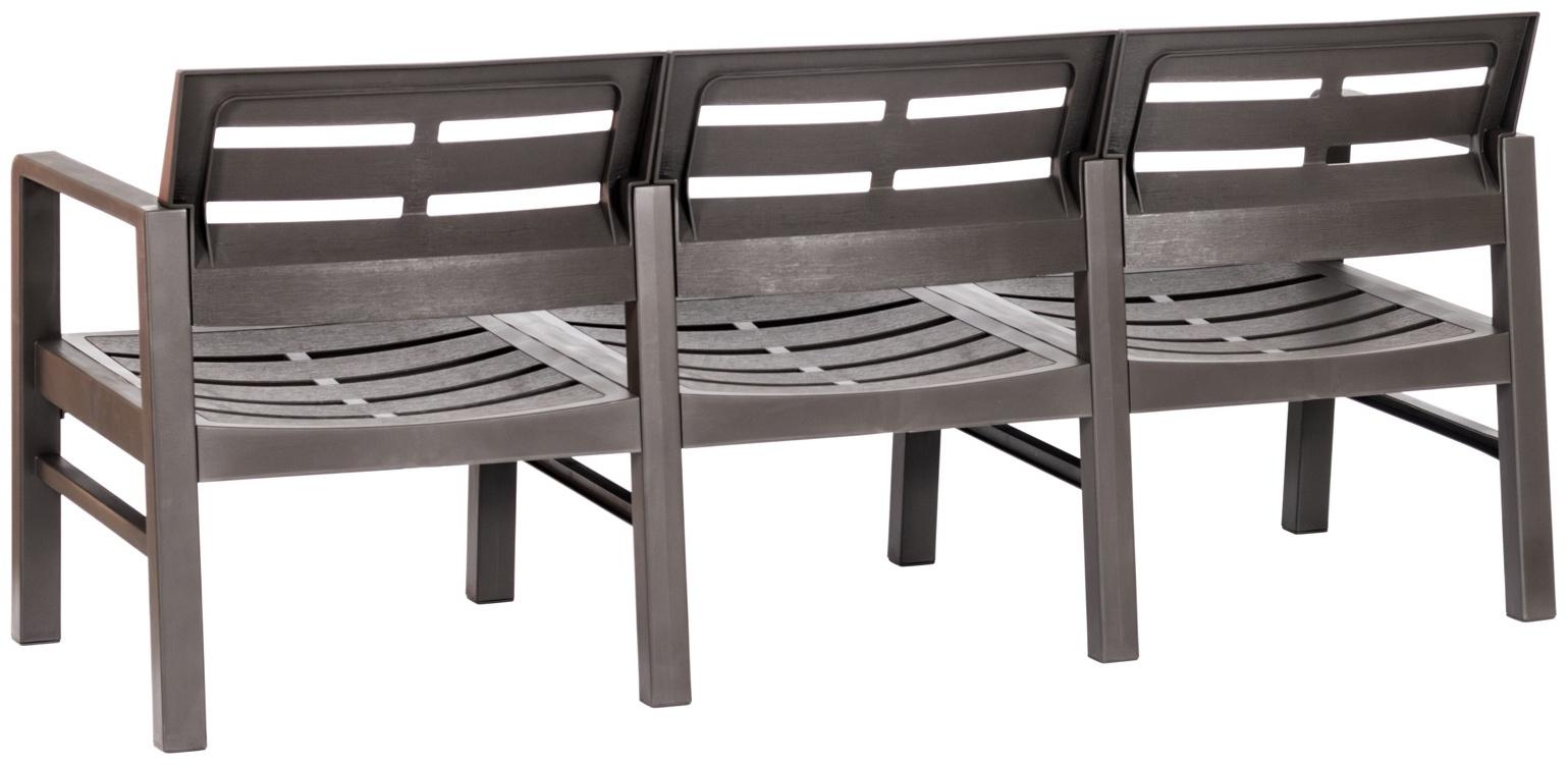 Диван садовый «Рейки», пластик, 58×178×75 см, трёхместный, мокко
