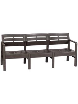 Диван садовый «Рейки», пластик, 58×178×75 см, трёхместный, мокко