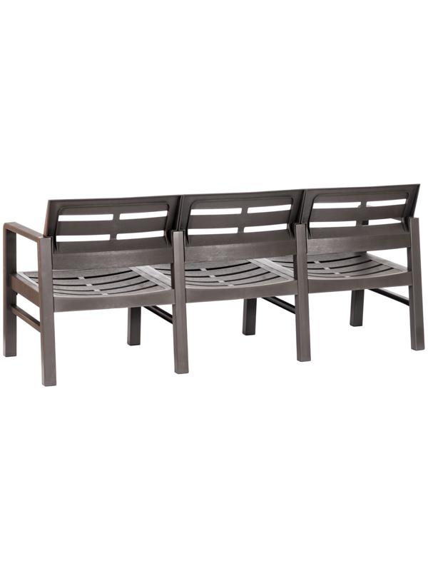 Диван садовый «Рейки», пластик, 58×178×75 см, трёхместный, мокко