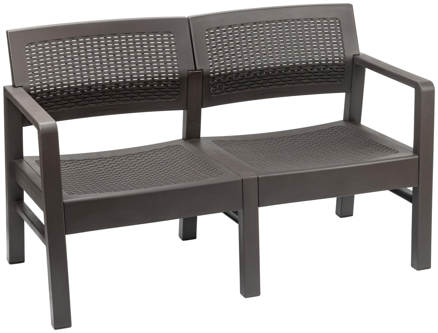 Диван садовый «Ротанг», пластик, 58×120×75 см, двухместный, мокко