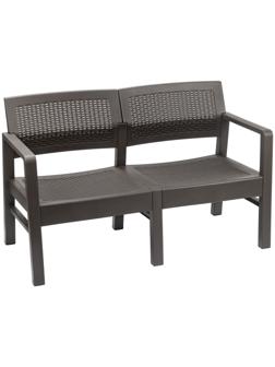 Диван садовый «Ротанг», пластик, 58×120×75 см, двухместный, мокко