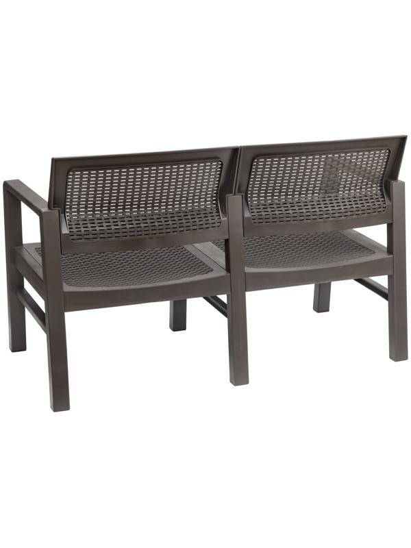 Диван садовый «Ротанг», пластик, 58×120×75 см, двухместный, мокко
