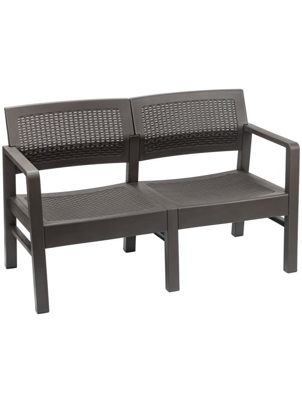 Диван садовый «Ротанг», пластик, 58×120×75 см, двухместный, мокко