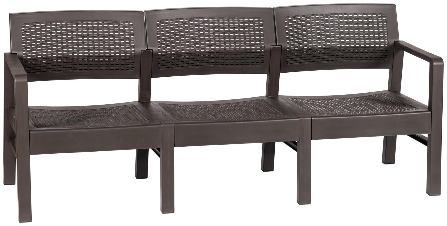 Диван садовый «Ротанг», пластик, 58×178×75 см, трёхместный, мокко
