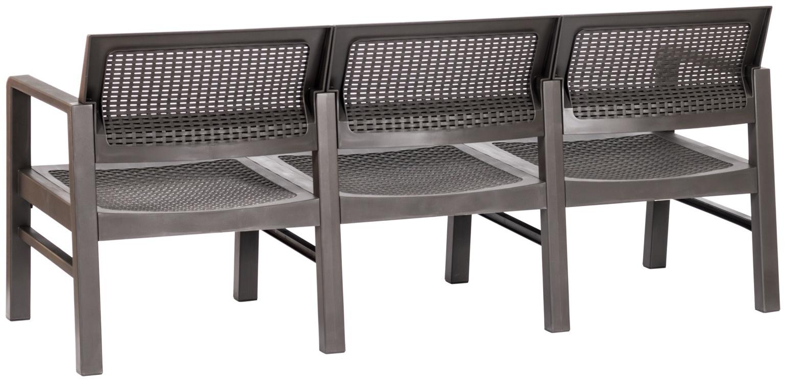 Диван садовый «Ротанг», пластик, 58×178×75 см, трёхместный, мокко