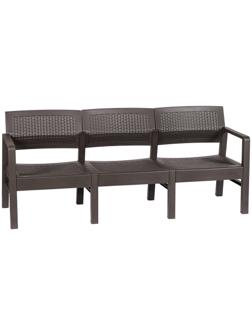 Диван садовый «Ротанг», пластик, 58×178×75 см, трёхместный, мокко