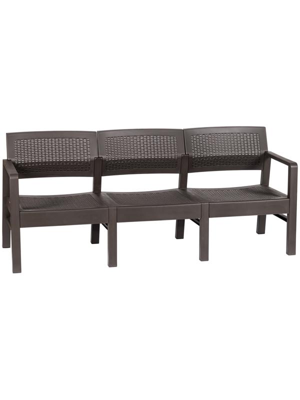 Диван садовый «Ротанг», пластик, 58×178×75 см, трёхместный, мокко