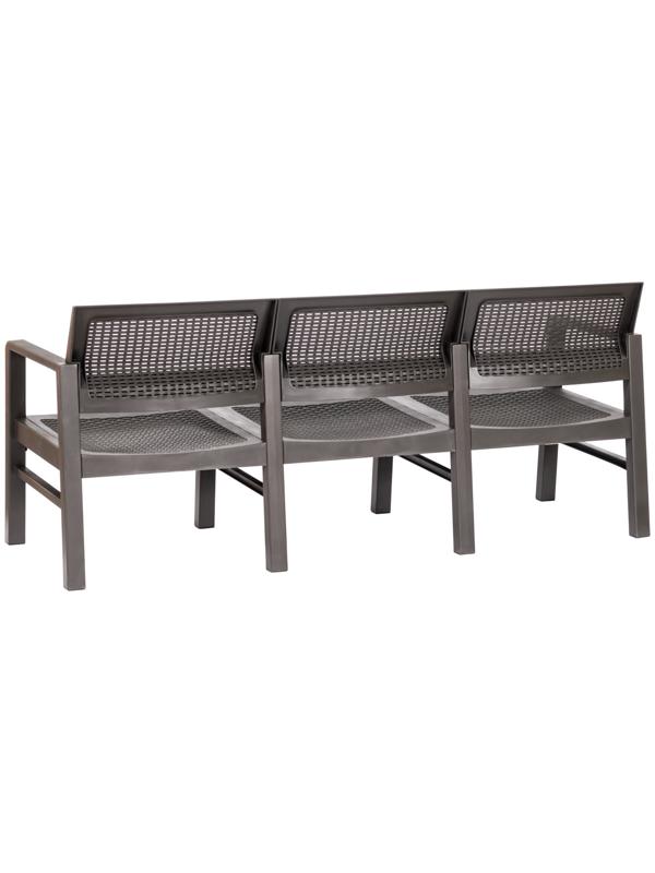 Диван садовый «Ротанг», пластик, 58×178×75 см, трёхместный, мокко