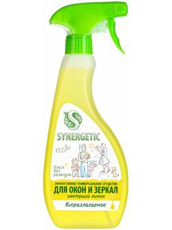 Средство для мытья окон и зеркал Synergetic «Цветущий лимон», 500 мл