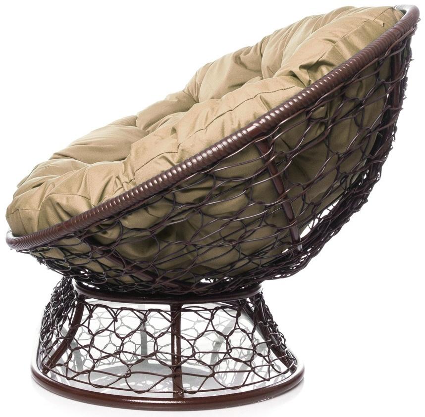 Диван «Мамасан» с искусственным ротангом, 164×104×75 см, коричневый, бежевая подушка