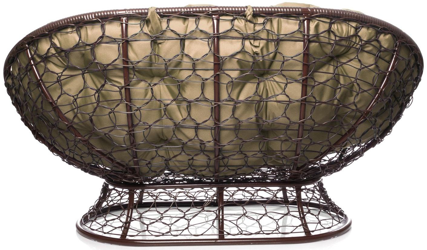 Диван «Мамасан» с искусственным ротангом, 164×104×75 см, коричневый, бежевая подушка