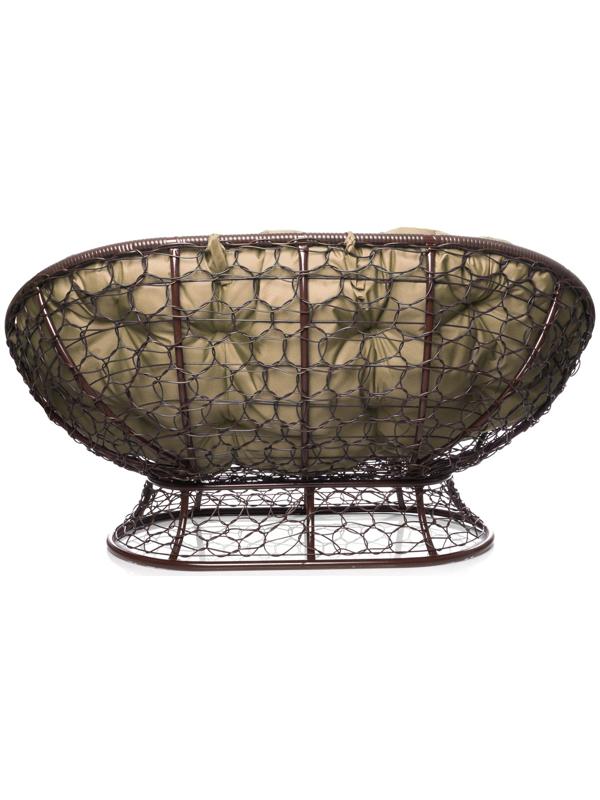 Диван «Мамасан» с искусственным ротангом, 164×104×75 см, коричневый, бежевая подушка