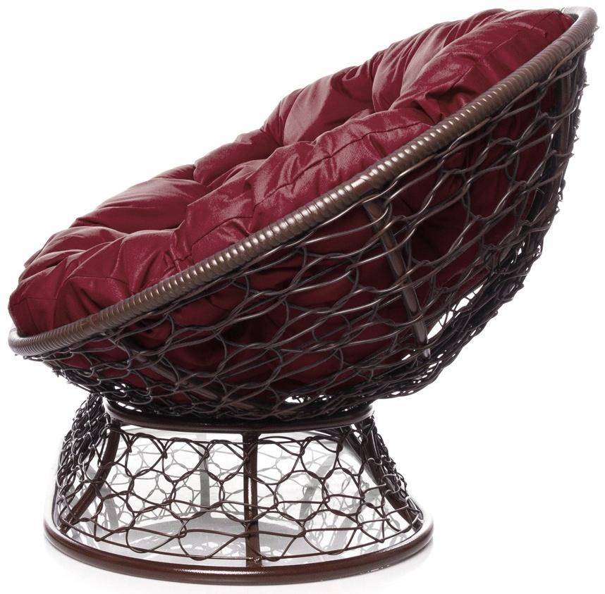 Диван «Мамасан» с искусственным ротангом, 164×104×75 см, коричневый, бордовая подушка