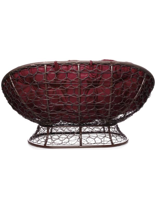 Диван «Мамасан» с искусственным ротангом, 164×104×75 см, коричневый, бордовая подушка