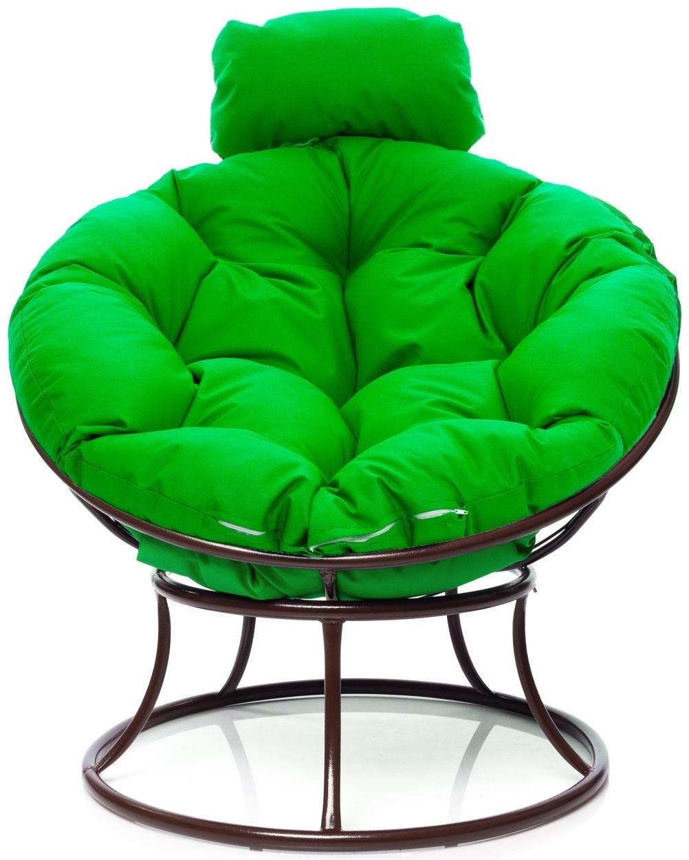 Кресло «Папасан», 77×81×68 см, коричневое, зелёная подушка