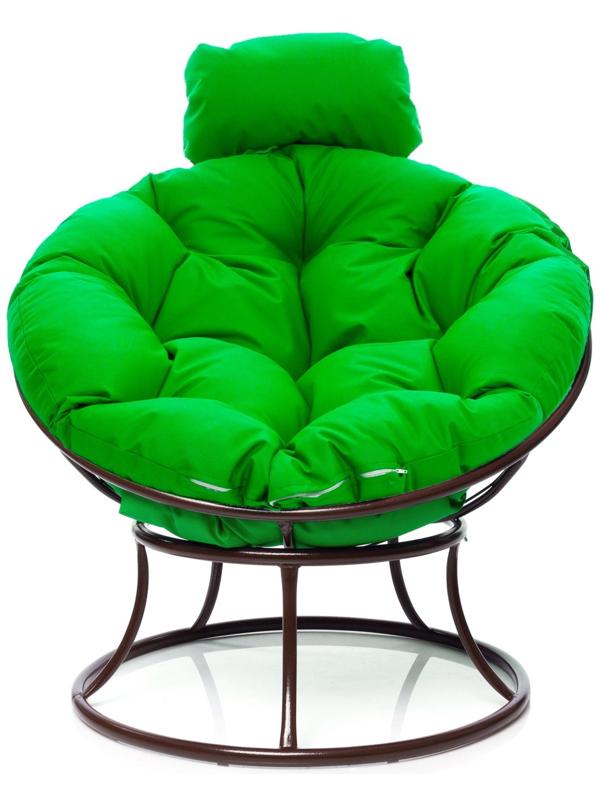 Кресло «Папасан», 77×81×68 см, коричневое, зелёная подушка