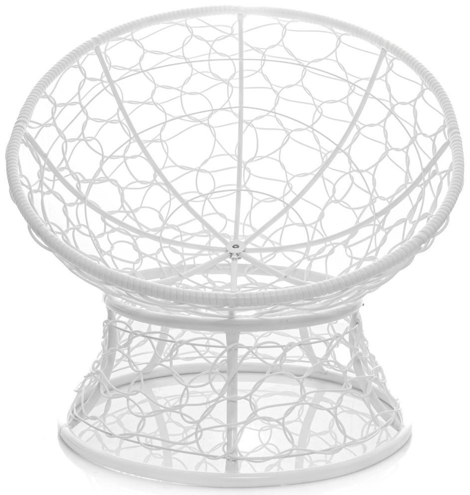 Кресло «Папасан» с искусственным ротангом, 77×81×68 см, белое, коричневая подушка