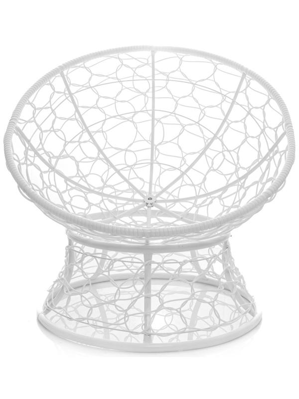 Кресло «Папасан» с искусственным ротангом, 77×81×68 см, белое, коричневая подушка