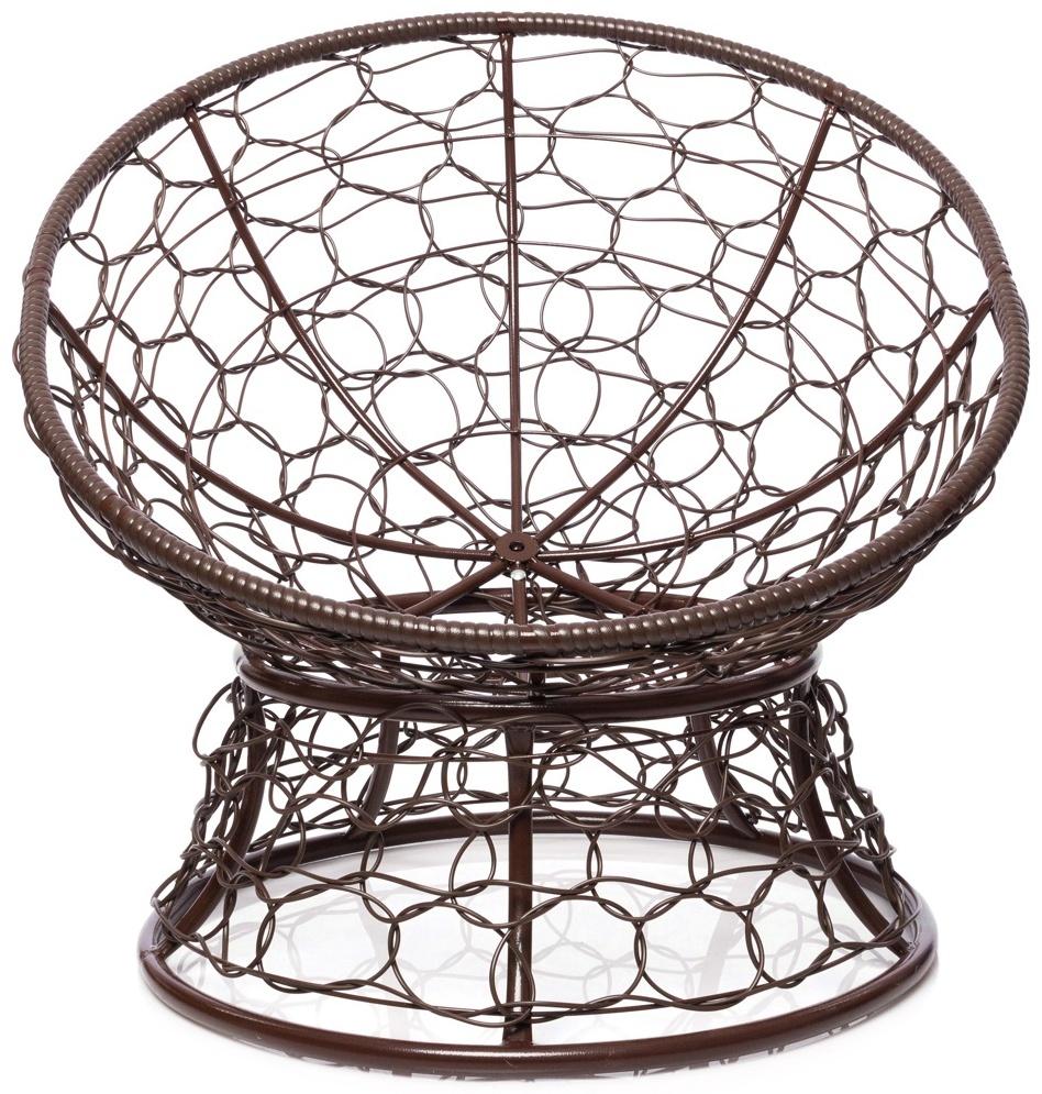 Кресло «Папасан» с искусственным ротангом, 77×81×68 см, коричневое, бежевая подушка