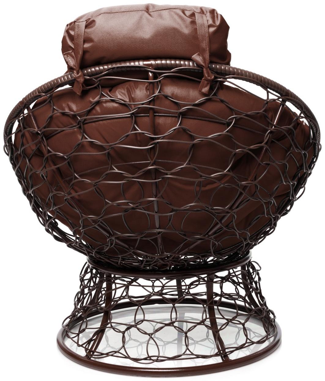 Кресло «Папасан» с искусственным ротангом, 77×81×68 см, коричневое, коричневая подушка