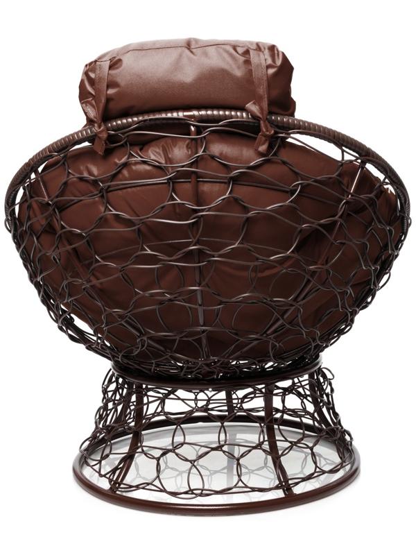 Кресло «Папасан» с искусственным ротангом, 77×81×68 см, коричневое, коричневая подушка