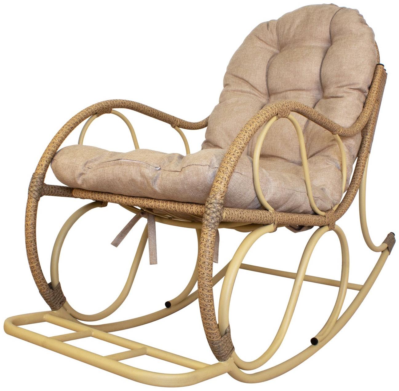 Кресло - качалка «Элит», 126×98×57 см, бежевое, с бежевой подушкой
