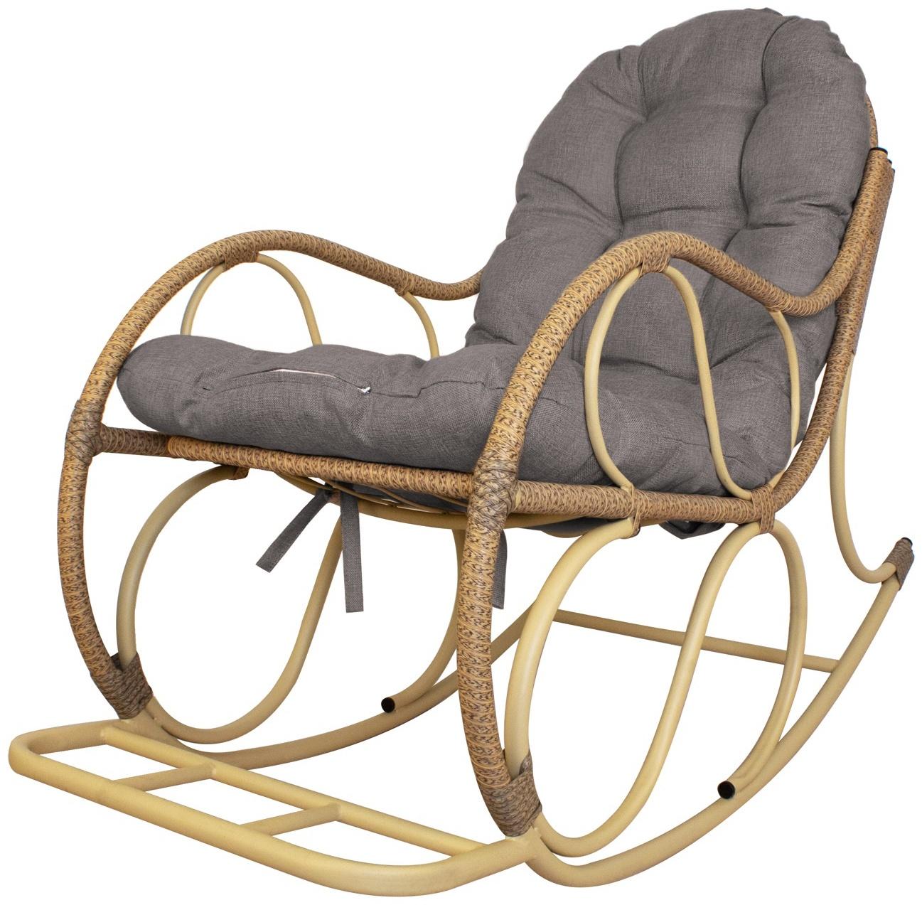 Кресло - качалка «Элит», 126×98×57 см, бежевое, с серой подушкой