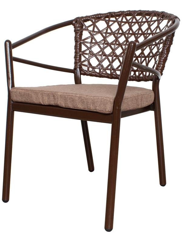 Стул «Латте» металлический, с подушкой, коричневый