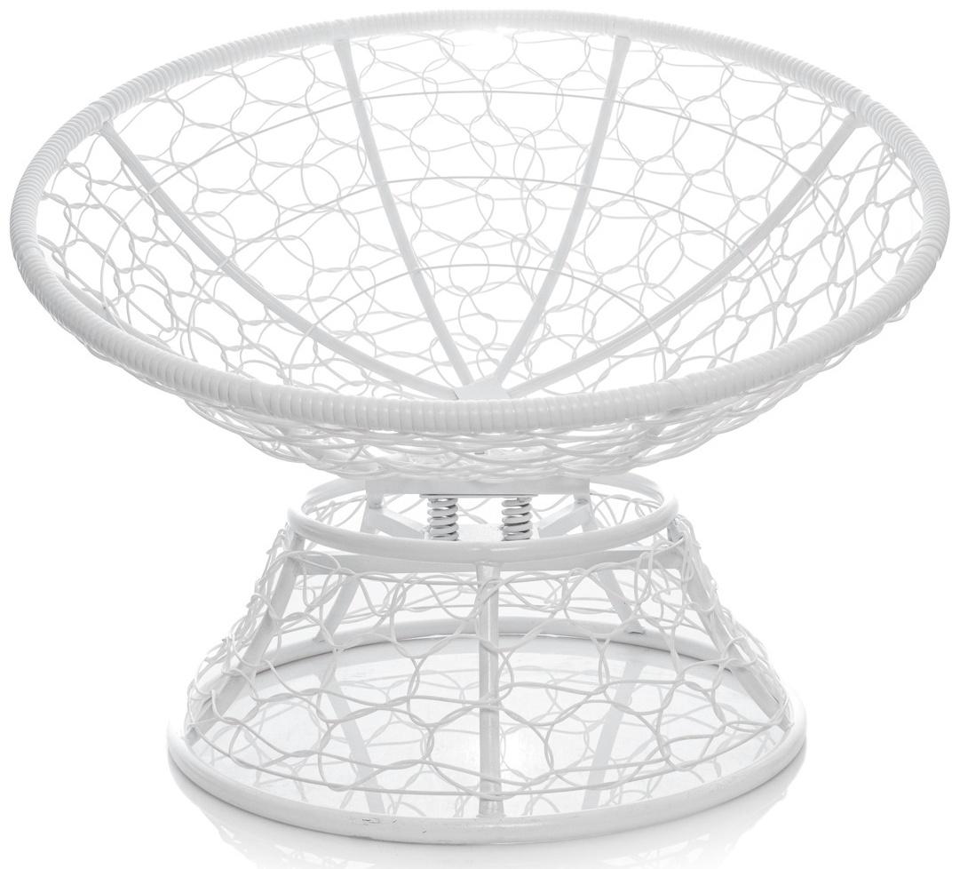 Кресло «Папасан» с искусственным ротангом, 96×98×81 см, с механизмом качания, белое, голубая подушка