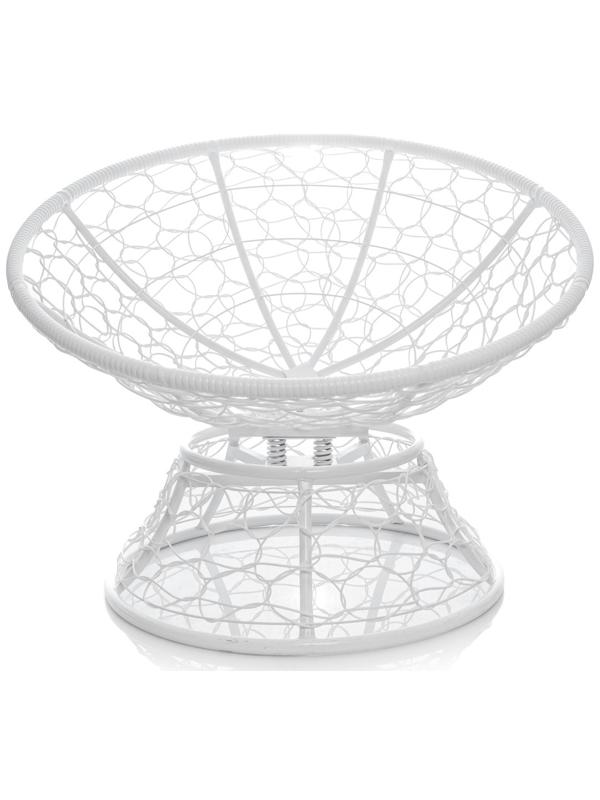 Кресло «Папасан» с искусственным ротангом, 96×98×81 см, с механизмом качания, белое, голубая подушка