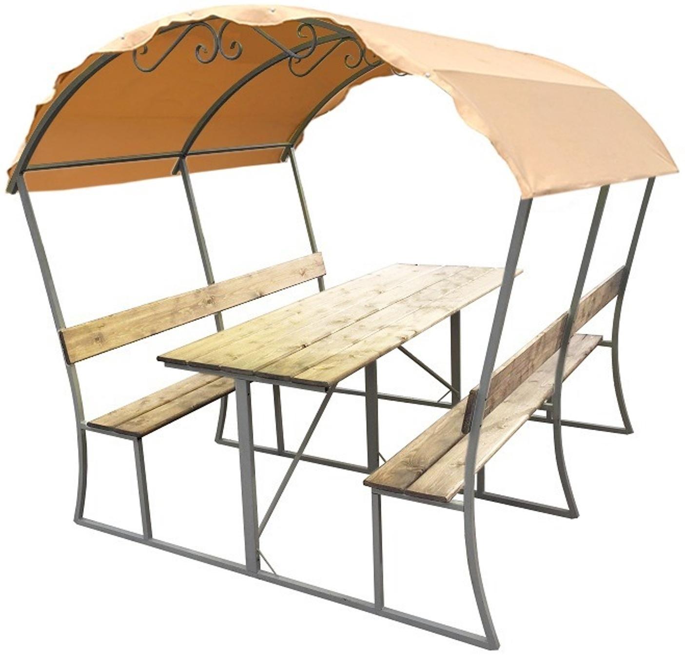 Беседка для дачи «Стандарт», 2×2.2×2 м, металл, с досками и крышей