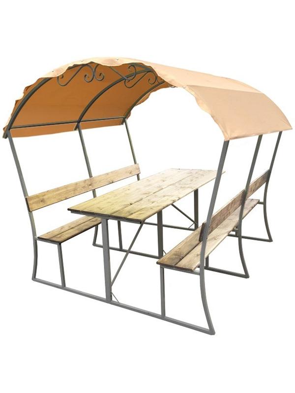 Беседка для дачи «Стандарт», 2×2.2×2 м, металл, с досками и крышей