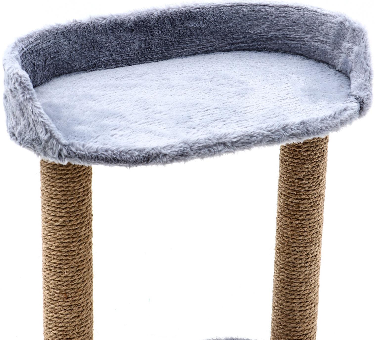 Домик для кошек с когтеточкой, овальной полкой, джут, 51 х 31 х 87 см, серый