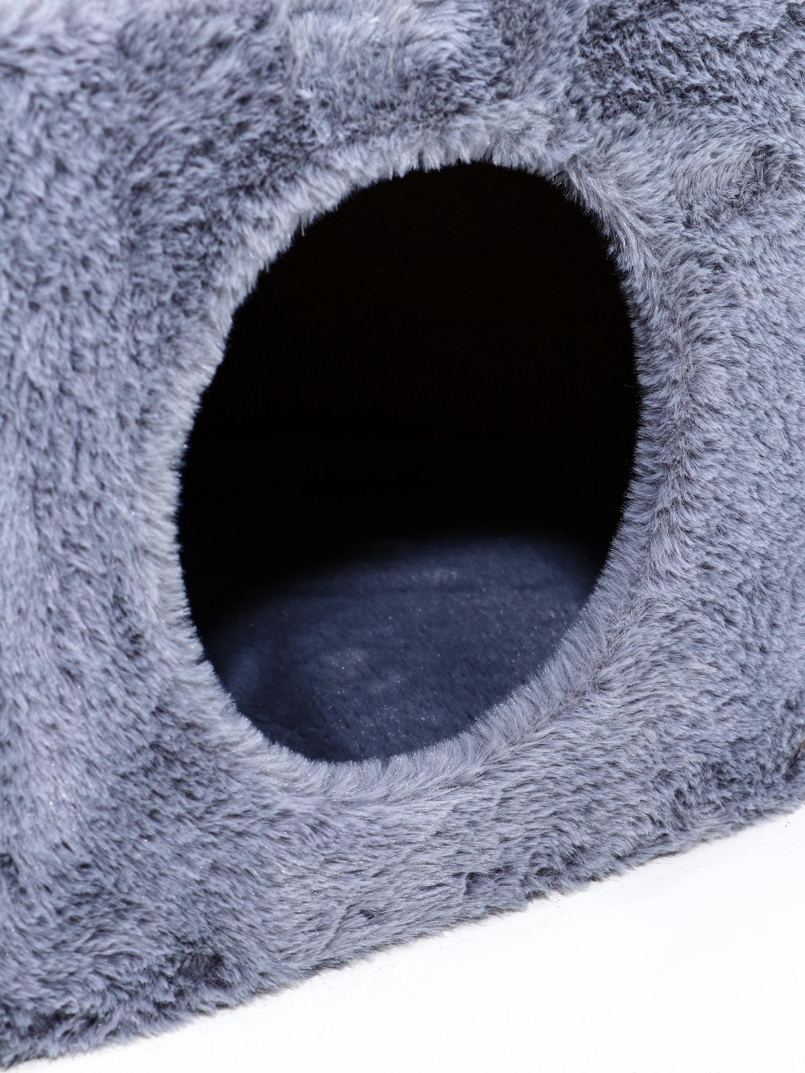 Домик для кошек с когтеточкой, овальной полкой, джут, 51 х 31 х 87 см, серый