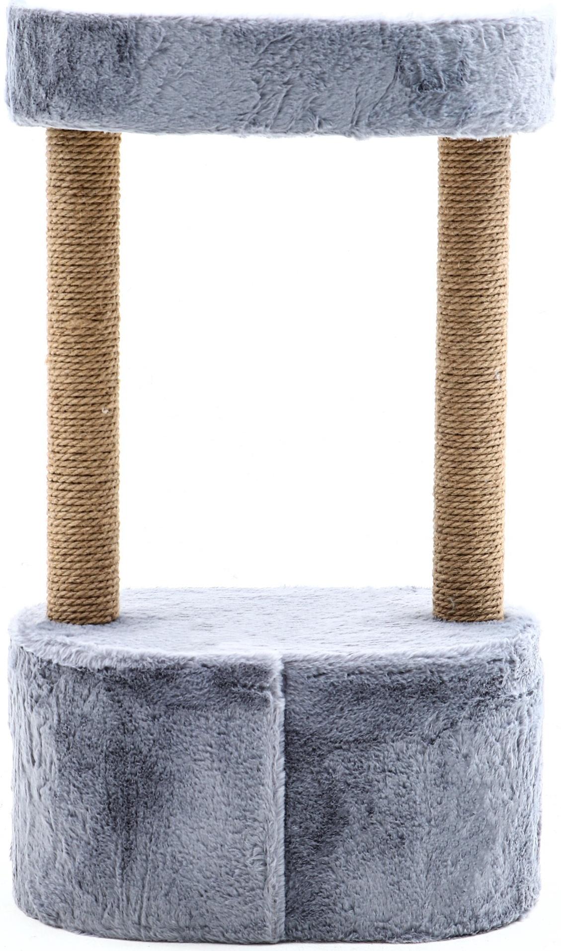 Домик для кошек с когтеточкой, овальной полкой, джут, 51 х 31 х 87 см, серый