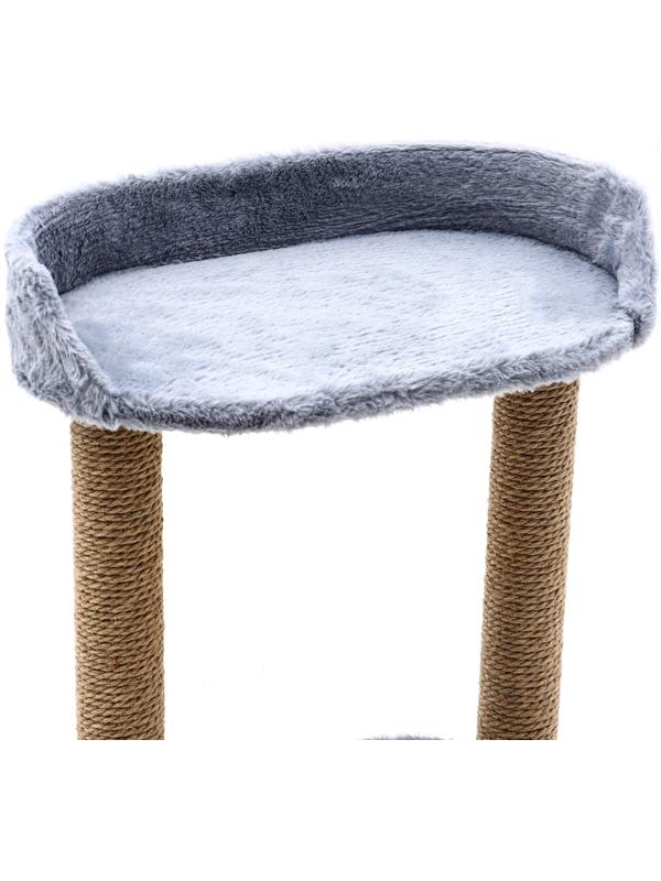 Домик для кошек с когтеточкой, овальной полкой, джут, 51 х 31 х 87 см, серый