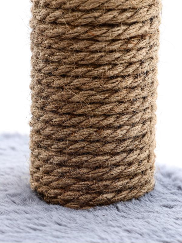 Домик для кошек с когтеточкой, овальной полкой, джут, 51 х 31 х 87 см, серый