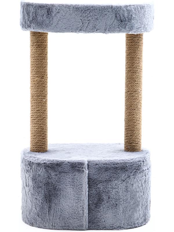 Домик для кошек с когтеточкой, овальной полкой, джут, 51 х 31 х 87 см, серый