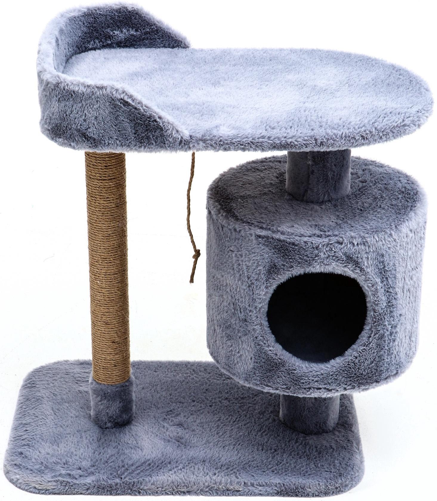 Комплекс для кошек с когтеточкой, лежанкой, джут, 58 х 38 х 70 см, серый